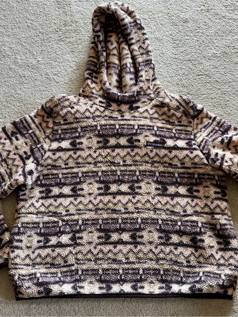 Columbia XXL Hooded Sherpa Fleece Pullover - Please read description/small hole